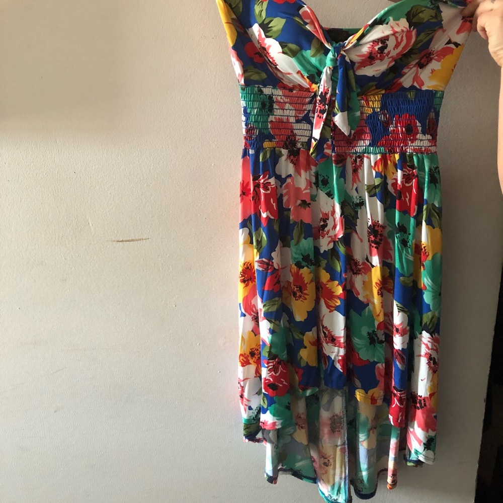Tubetop floral flows dress